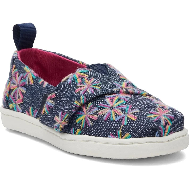 Toms Toms Παιδικές Εσπαντρίγιες με Σκρατς Μπλε Εσπαντρίγιες Κορίτσι / Espadrilles Girl 10020623_Tiny_Alpargata_NavyEmbroideredFloral_45