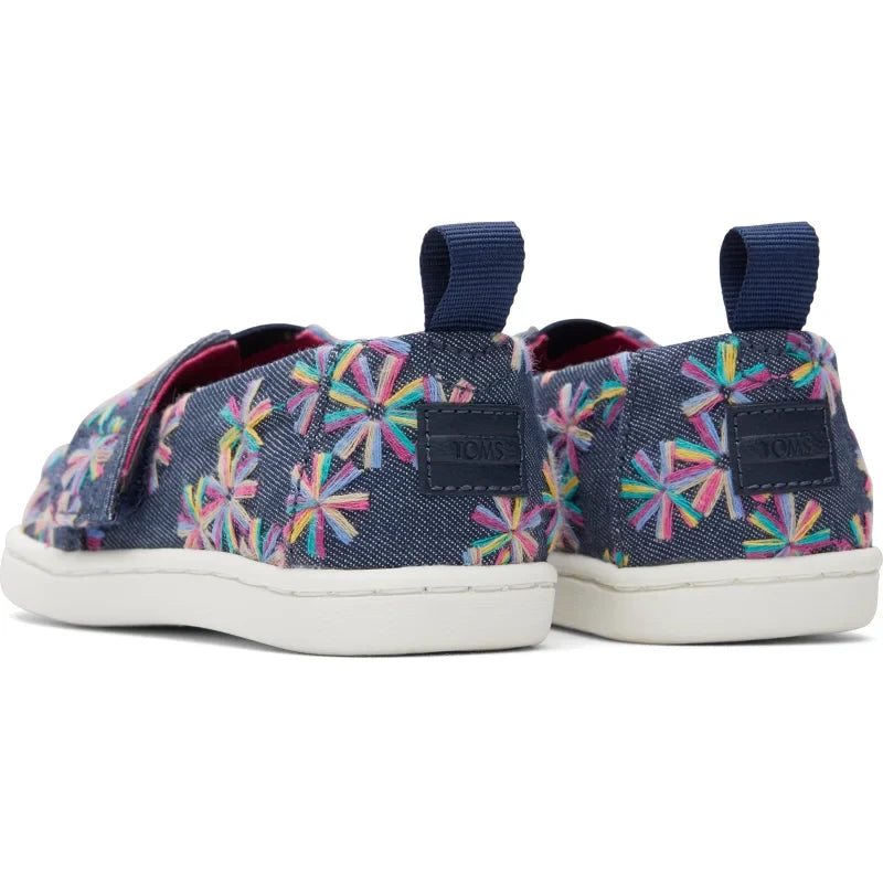 Toms Toms Παιδικές Εσπαντρίγιες με Σκρατς Μπλε Εσπαντρίγιες Κορίτσι / Espadrilles Girl 10020623_Tiny_Alpargata_NavyEmbroideredFloral_B