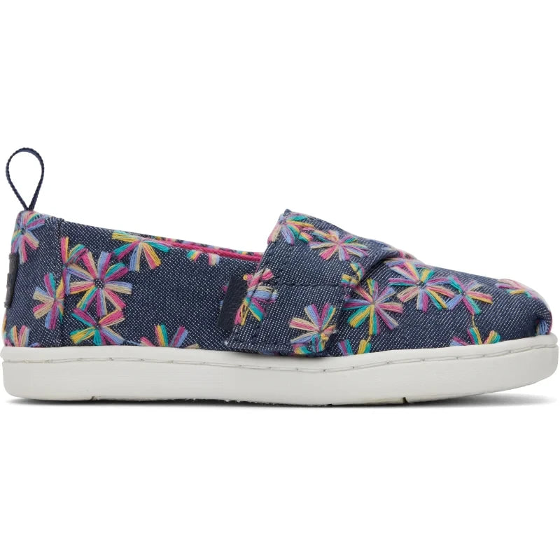 Toms Toms Παιδικές Εσπαντρίγιες με Σκρατς Μπλε Εσπαντρίγιες Κορίτσι / Espadrilles Girl 10020623_Tiny_Alpargata_NavyEmbroideredFloral_S