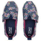 Toms Toms Παιδικές Εσπαντρίγιες με Σκρατς Μπλε Εσπαντρίγιες Κορίτσι / Espadrilles Girl 10020623_Tiny_Alpargata_NavyEmbroideredFloral_T