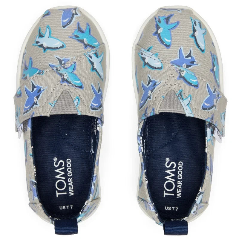 Toms Toms Παιδικές Εσπαντρίγιες με Σκρατς Γκρι Εσπαντρίγιες Αγόρι / Espadrilles Boy 10020626_Tiny_Alpargata_DrizzleGreyGlowInTheDarkGreatWhiteShark_T