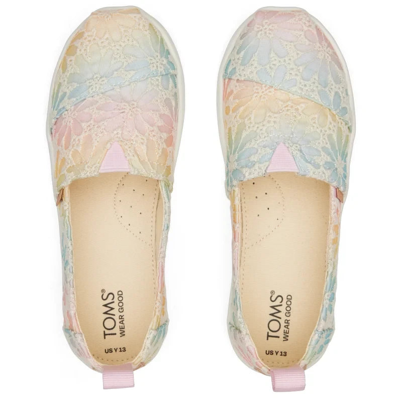 Toms Toms Εφηβικές Ανατομικές Εσπαντρίγιες για Κορίτσια με Λουλούδια Εσπαντρίγιες Κορίτσι / Espadrilles Girl 10020627_Youth_Alpargata_ParfaitPinkOmbreFloralLace_T