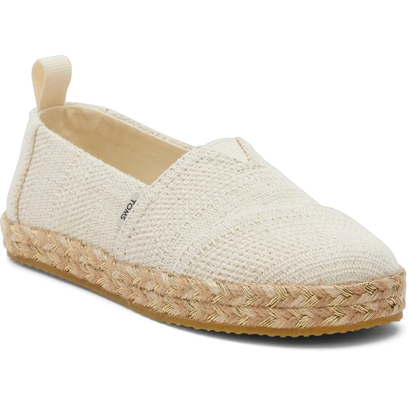 Toms Toms Εφηβικές Ανατομικές Εσπαντρίγιες για Κορίτσια Μπεζ Εσπαντρίγιες Κορίτσι / Espadrilles Girl 10020634_Youth_Alpargata_RopeNaturalUndyedMetallicLinenStripe_45