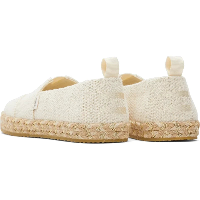 Toms Toms Εφηβικές Ανατομικές Εσπαντρίγιες για Κορίτσια Μπεζ Εσπαντρίγιες Κορίτσι / Espadrilles Girl 10020634_Youth_Alpargata_RopeNaturalUndyedMetallicLinenStripe_B