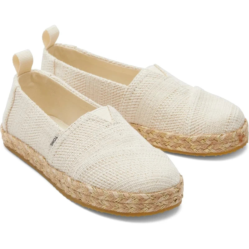 Toms Toms Εφηβικές Ανατομικές Εσπαντρίγιες για Κορίτσια Μπεζ Εσπαντρίγιες Κορίτσι / Espadrilles Girl 10020634_Youth_Alpargata_RopeNaturalUndyedMetallicLinenStripe_F