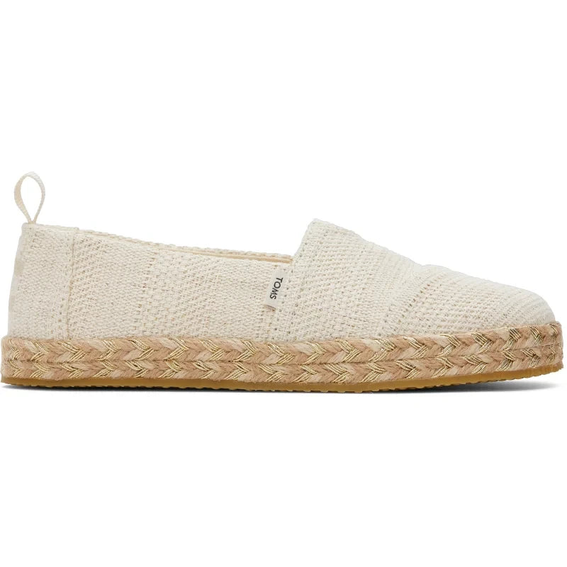Toms Toms Εφηβικές Ανατομικές Εσπαντρίγιες για Κορίτσια Μπεζ Εσπαντρίγιες Κορίτσι / Espadrilles Girl 10020634_Youth_Alpargata_RopeNaturalUndyedMetallicLinenStripe_S