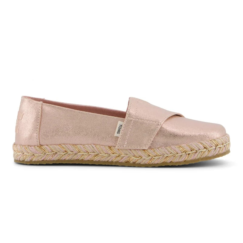 Toms Toms Παιδικές Υφασμάτινες Εσπαντρίγιες για Κορίτσια Ρόζ Χρυσό Εσπαντρίγιες Κορίτσι / Espadrilles Girl 10022086_Y_AlpargataRope2PaleRoseMetallicIridescentPU_S