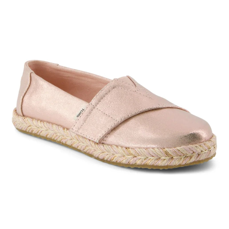 Toms Toms Παιδικές Υφασμάτινες Εσπαντρίγιες για Κορίτσια Ρόζ Χρυσό Εσπαντρίγιες Κορίτσι / Espadrilles Girl 10022086_Y_Girl_AlpargataRope2_PaleRoseMetallicridescentPU_45