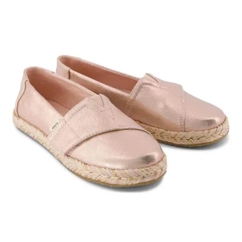 Toms Toms Παιδικές Υφασμάτινες Εσπαντρίγιες για Κορίτσια Ρόζ Χρυσό Εσπαντρίγιες Κορίτσι / Espadrilles Girl 10022086_Y_Girl_AlpargataRope2_PaleRoseMetallicridescentPU_F