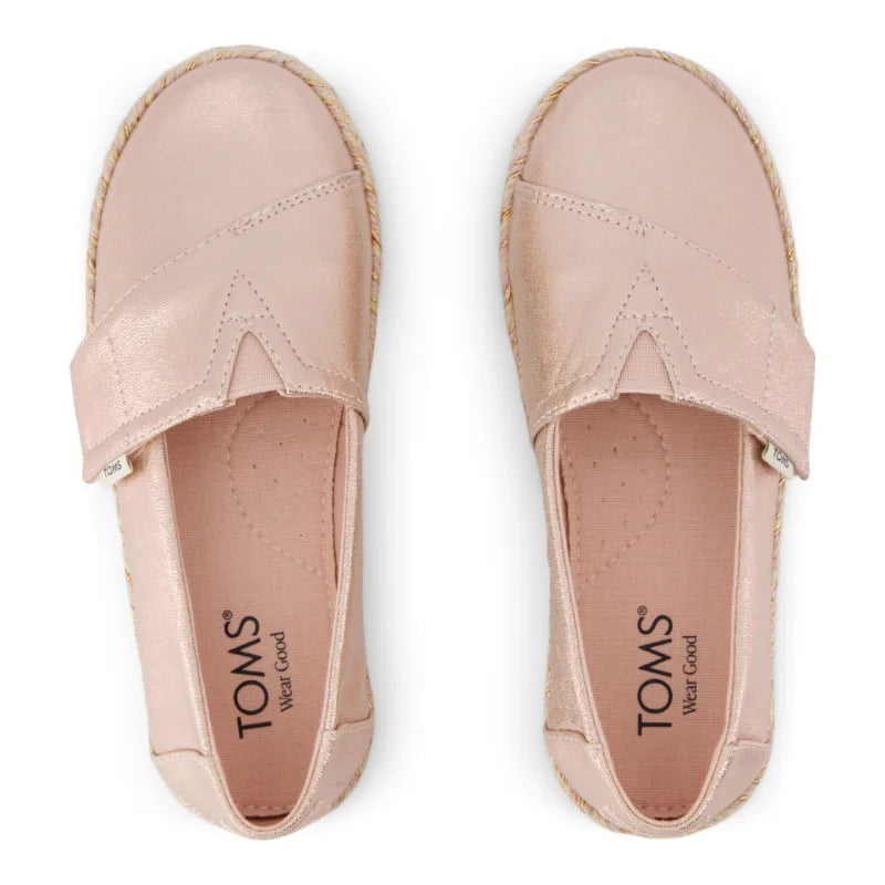 Toms Toms Παιδικές Υφασμάτινες Εσπαντρίγιες για Κορίτσια Ρόζ Χρυσό Εσπαντρίγιες Κορίτσι / Espadrilles Girl 10022086_Y_Girl_AlpargataRope2_PaleRoseMetallicridescentPU_T