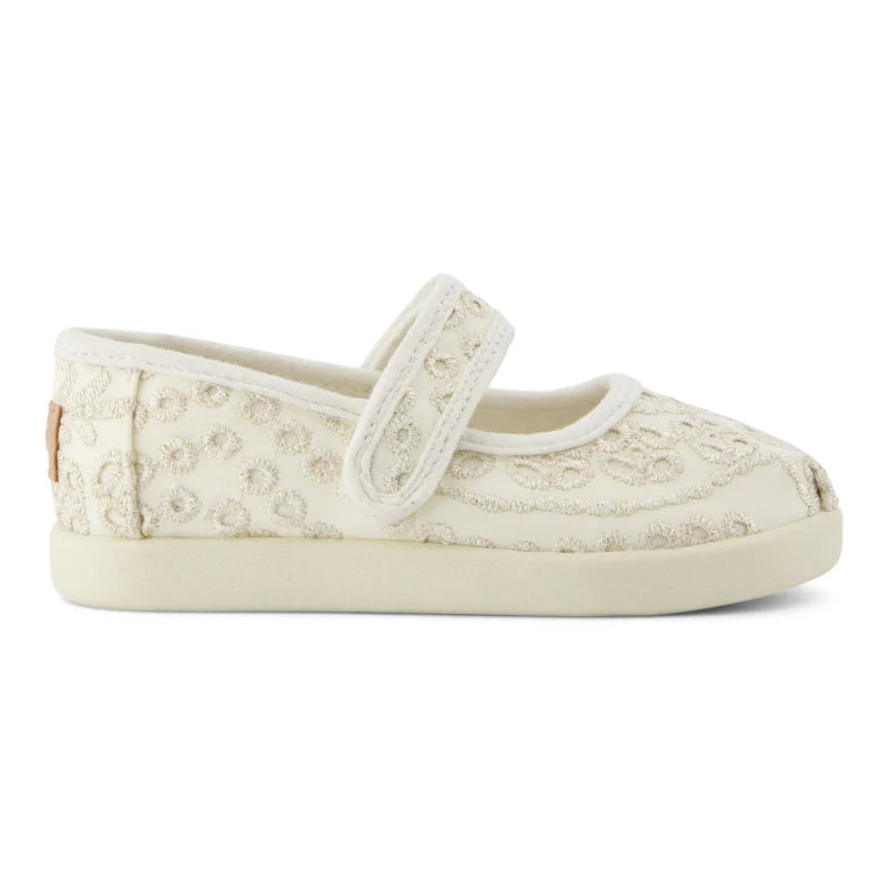 Toms Toms υφασμάτινη παιδική μπαρέτα μπέζ Μπαρέτα/ Ballerina / Flat Shoes Girl 10022113_T_Girl_NoraMaryJane_EgretBotanicalEyelet_S