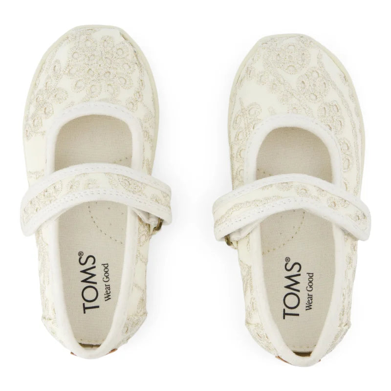 Toms Toms υφασμάτινη παιδική μπαρέτα μπέζ Μπαρέτα/ Ballerina / Flat Shoes Girl 10022113_T_Girl_NoraMaryJane_EgretBotanicalEyelet_T