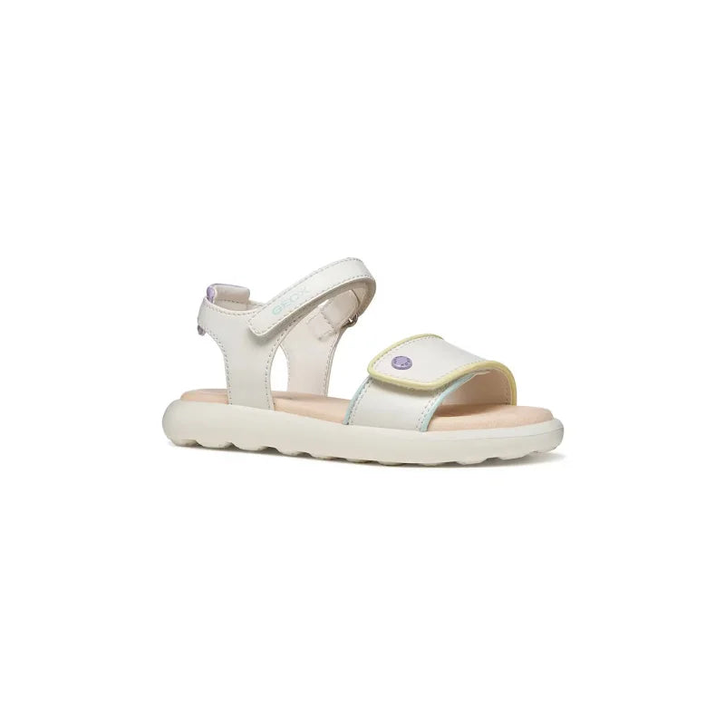 Geox Geox J65MSC Puffy Pop Παιδικά Δερμάτινα Πέδιλα - White Multi Πέδιλο Κορίτσι / Sandals Girl SS26-OBG0F0-00X_F1