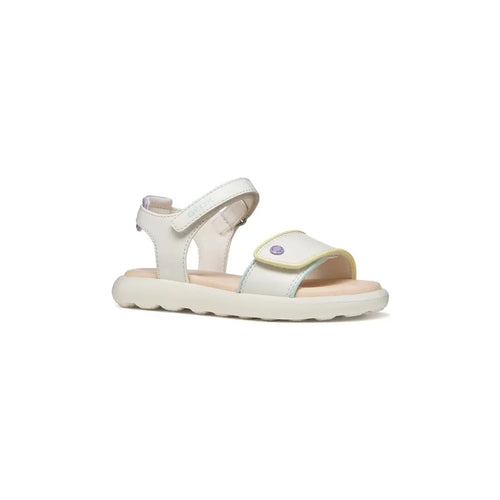 Geox Geox J65MSC Puffy Pop Παιδικά Δερμάτινα Πέδιλα - White Multi Πέδιλο Κορίτσι / Sandals Girl SS26-OBG0F0-00X_F1