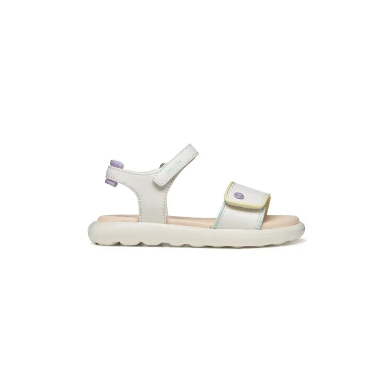 Geox Geox J65MSC Puffy Pop Παιδικά Δερμάτινα Πέδιλα - White Multi Πέδιλο Κορίτσι / Sandals Girl SS26-OBG0F0-00X_F2