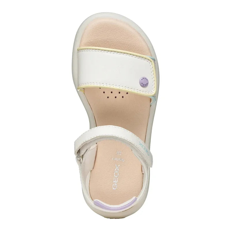 Geox Geox J65MSC Puffy Pop Παιδικά Δερμάτινα Πέδιλα - White Multi Πέδιλο Κορίτσι / Sandals Girl SS26-OBG0F0-00X_F5