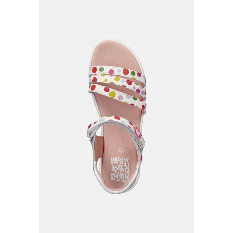 Αgatha Ruiz De La Prada Agatha Ruiz de la Prada 262962-B Παιδικά Πέδιλα - Λευκό με Πολύχρωμα Πουά & Glitter Πέδιλο Κορίτσι / Sandals Girl SS26-OBG0NP-00X_F4