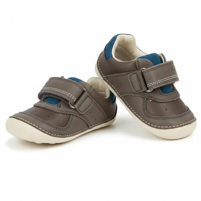 Clarks Clarks Δερμάτινα Παιδικά Ανατομικά Μποτάκια για Αγόρια Γκρι Αγκαλιάς Αγόρι / Prenatal Boys clarks-baby-booties-pair-artistic