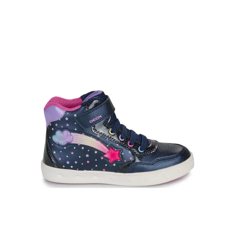 Geox Geox J Skylin Παιδικά Sneakers High Ανατομικά με Σκρατς Μπλε Παπούτσι Κορίτσι Φωτάκια / Shoes with Lights Girl fixedratio_20250616153205_a0b66641