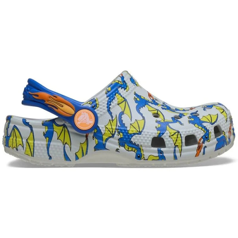Crocs Crocs 212514-1FT Classic Dragon Graphic Clog T Παιδικά Σαμπό Γκρι Θαλάσσης Αγόρι / Beachwear Boys ftp-212514-1FT_01