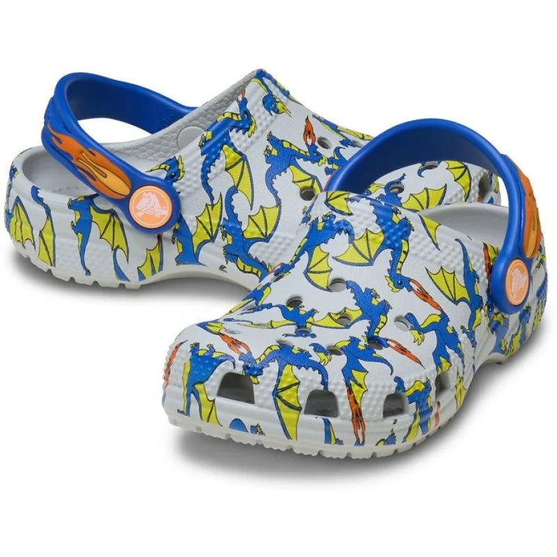 Crocs Crocs 212514-1FT Classic Dragon Graphic Clog T Παιδικά Σαμπό Γκρι Θαλάσσης Αγόρι / Beachwear Boys ftp-212514-1FT_03