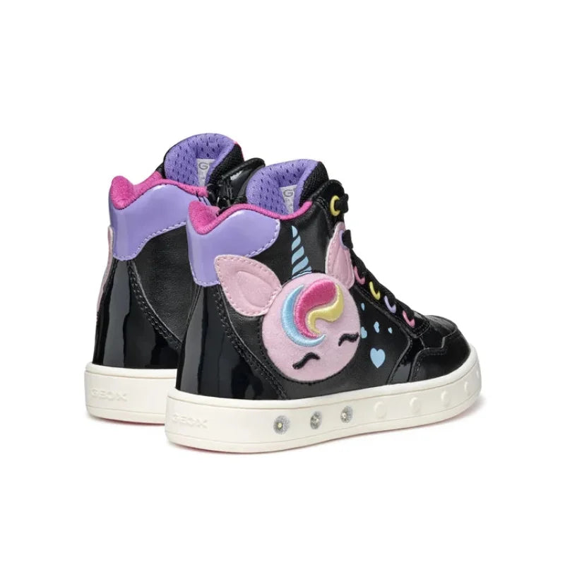 Geox Geox Skylin Παιδικά Sneakers High Ανατομικά με Φωτάκια Μαύρα Παπούτσι Κορίτσι Φωτάκια / Shoes with Lights Girl geox-athletika-j-skylin-j568wd-0nfkn-c9240-m-mauro-0000305270160_2