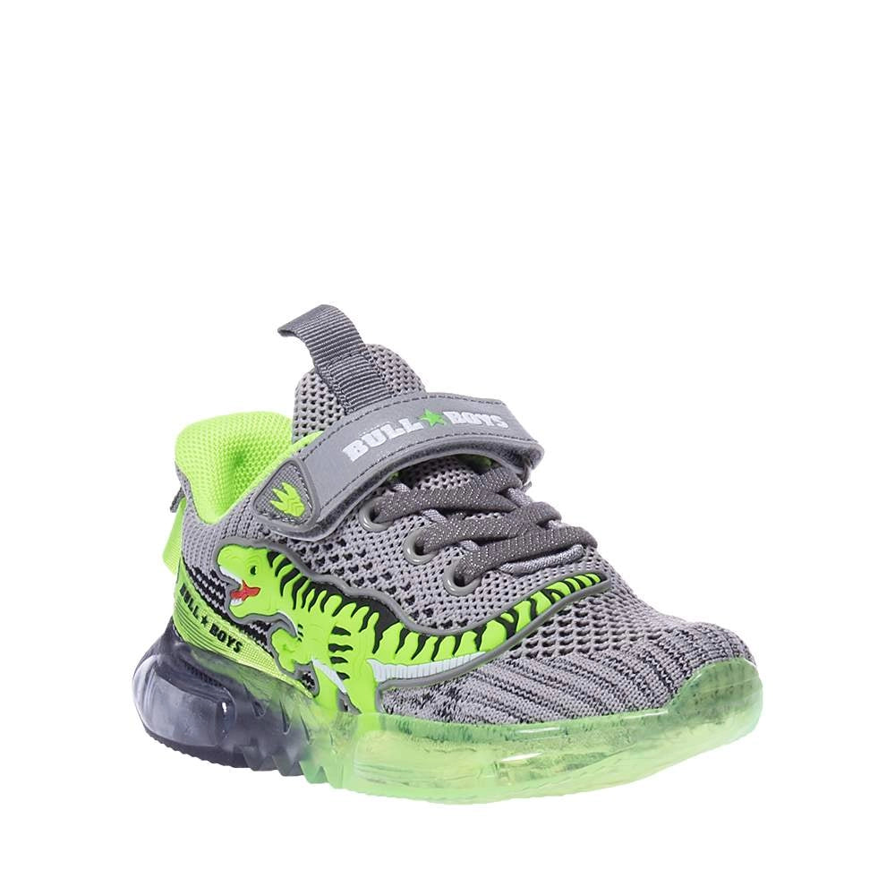 Bull Boys Bull Boys Παιδικά Ανατομικά Sneakers για Αγόρι με Δεινόσαυρους και Φωτάκια Γκρι Παπούτσι Αγόρι Φωτάκια / Shoes with Lights Boy paidika-athlitika-bull-boys-bbal2100-ar01-gkri-1