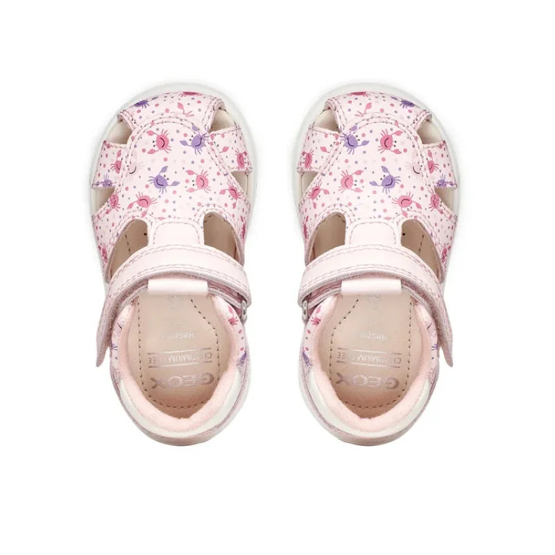 Geox Geox B556FB Sandal Zapito Girl Βρεφικά Δερμάτινα Πέδιλα Ροζ με Καβουράκια Πέδιλο Κορίτσι / Sandals Girl sandalia-geox-b-sandal-zapito-girl-b556fb-05404-c0811-roz-0000305698520_2