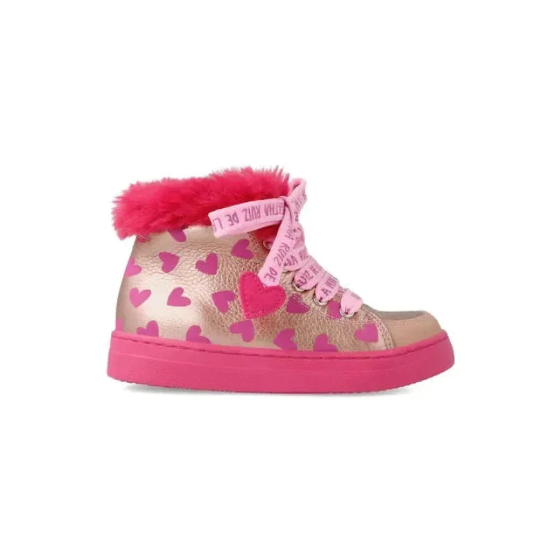 Αgatha Ruiz De La Prada Agatha Ruiz De La Prada Δερμάτινα Παιδικά Μποτάκια με Κορδόνια Χρυσά Μποτάκι Κορίτσι / Boots Girl Agatha-Ruiz-De-La-Prada-AW23-221941-Gold-Poline-_-_-646