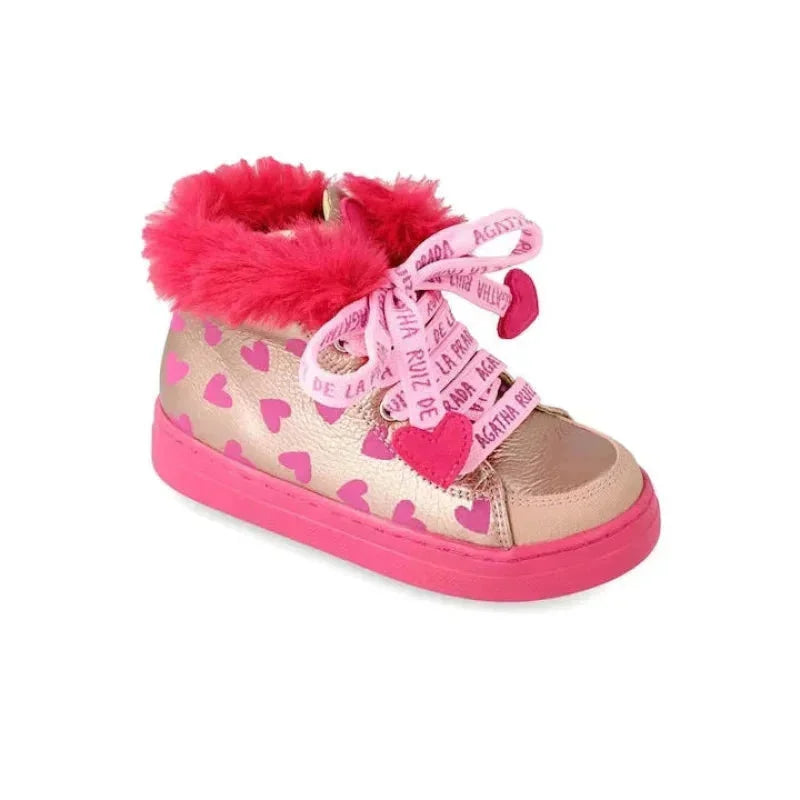 Αgatha Ruiz De La Prada Agatha Ruiz De La Prada Δερμάτινα Παιδικά Μποτάκια με Κορδόνια Χρυσά Μποτάκι Κορίτσι / Boots Girl Agatha-Ruiz-De-La-Prada-AW23-221941-Gold-Poline-_-_-731