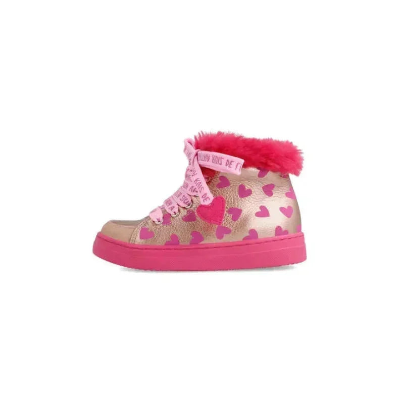 Αgatha Ruiz De La Prada Agatha Ruiz De La Prada Δερμάτινα Παιδικά Μποτάκια με Κορδόνια Χρυσά Μποτάκι Κορίτσι / Boots Girl Agatha-Ruiz-De-La-Prada-AW23-221941-Gold-Poline-_-_-874