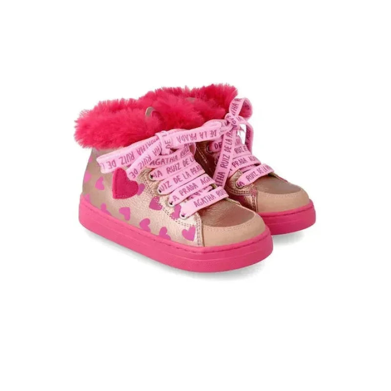 Αgatha Ruiz De La Prada Agatha Ruiz De La Prada Δερμάτινα Παιδικά Μποτάκια με Κορδόνια Χρυσά Μποτάκι Κορίτσι / Boots Girl Agatha-Ruiz-De-La-Prada-AW23-221941-Gold-Poline-_-_-892