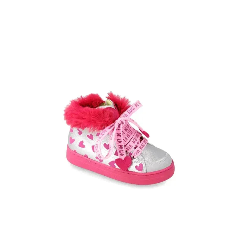 Αgatha Ruiz De La Prada Agatha Ruiz De La Prada Δερμάτινα Παιδικά Μποτάκια με Κορδόνια Ασημί Μποτάκι Κορίτσι / Boots Girl Agatha-Ruiz-De-La-Prada-AW23-221941-Silver-Poline-_-_-24