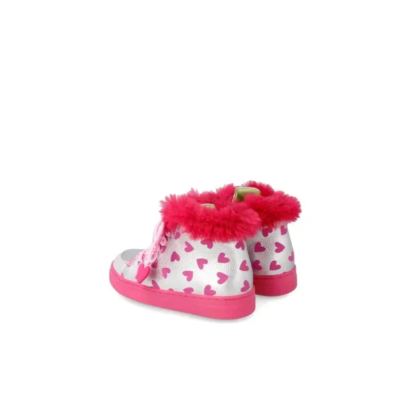 Αgatha Ruiz De La Prada Agatha Ruiz De La Prada Δερμάτινα Παιδικά Μποτάκια με Κορδόνια Ασημί Μποτάκι Κορίτσι / Boots Girl Agatha-Ruiz-De-La-Prada-AW23-221941-Silver-Poline-_-_-490