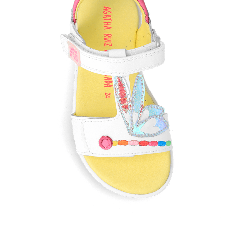 Αgatha Ruiz De La Prada Agatha Ruiz De La Prada Παιδικά Πέδιλα Λευκά Πέδιλο Κορίτσι / Sandals Girl Agatha-Ruiz-De-La-Prada-SS23-232947-White-Poline-_-_-879