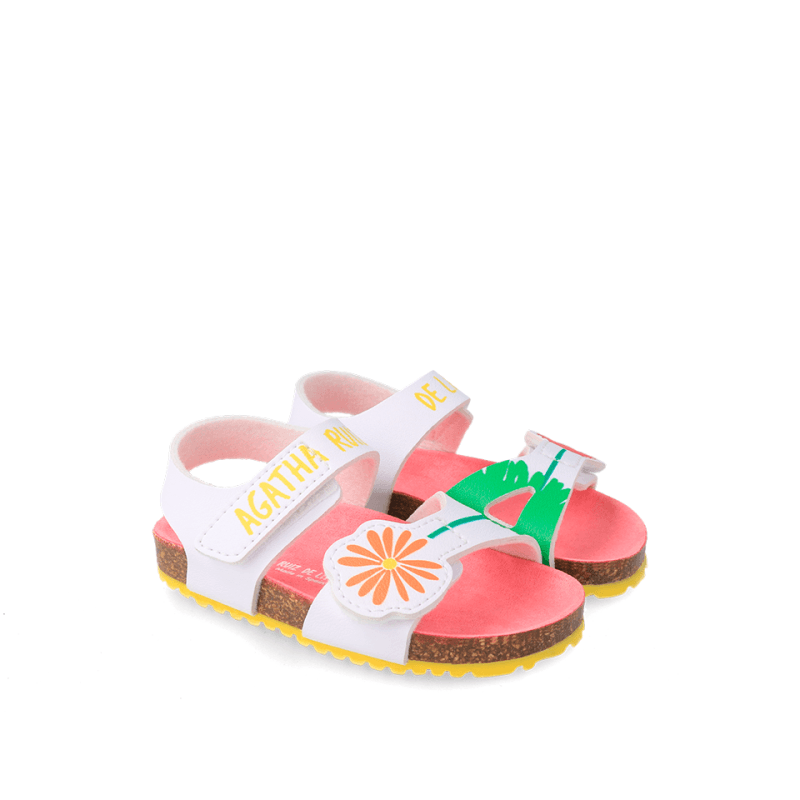Αgatha Ruiz De La Prada Agatha Ruiz De La Prada Παιδικά Πέδιλα Λευκά Πέδιλο Κορίτσι / Sandals Girl Agatha-Ruiz-De-La-Prada-SS23-232960-White-Poline-_-_-476