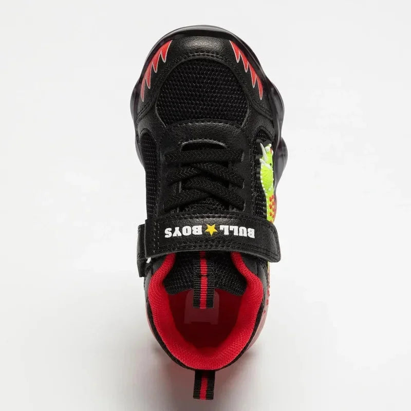 Bull Boys Bull Boys Παιδικά Ανατομικά Sneakers για Αγόρι με Δεινόσαυρους και Φωτάκια Μαύρα Παπούτσι Αγόρι Φωτάκια / Shoes with Lights Boy Bull-Boys-AW23-DNAL2205-Black-Poline-_-_-10