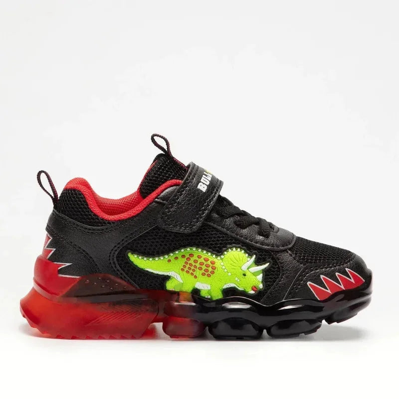 Bull Boys Bull Boys Παιδικά Ανατομικά Sneakers για Αγόρι με Δεινόσαυρους και Φωτάκια Μαύρα Παπούτσι Αγόρι Φωτάκια / Shoes with Lights Boy Bull-Boys-AW23-DNAL2205-Black-Poline-_-_-533