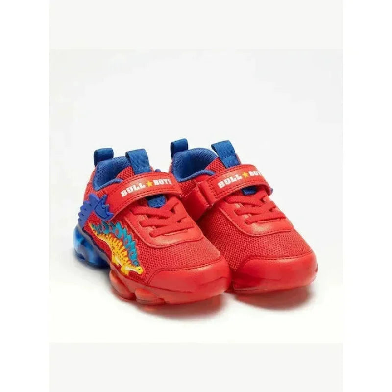 Bull Boys Bull Boys Παιδικά Ανατομικά Sneakers για Αγόρι με Δεινόσαυρους και Φωτάκια Κόκκινο Παπούτσι Αγόρι Φωτάκια / Shoes with Lights Boy Bull-Boys-AW23-D_L2204-Red-Poline-_-_-953