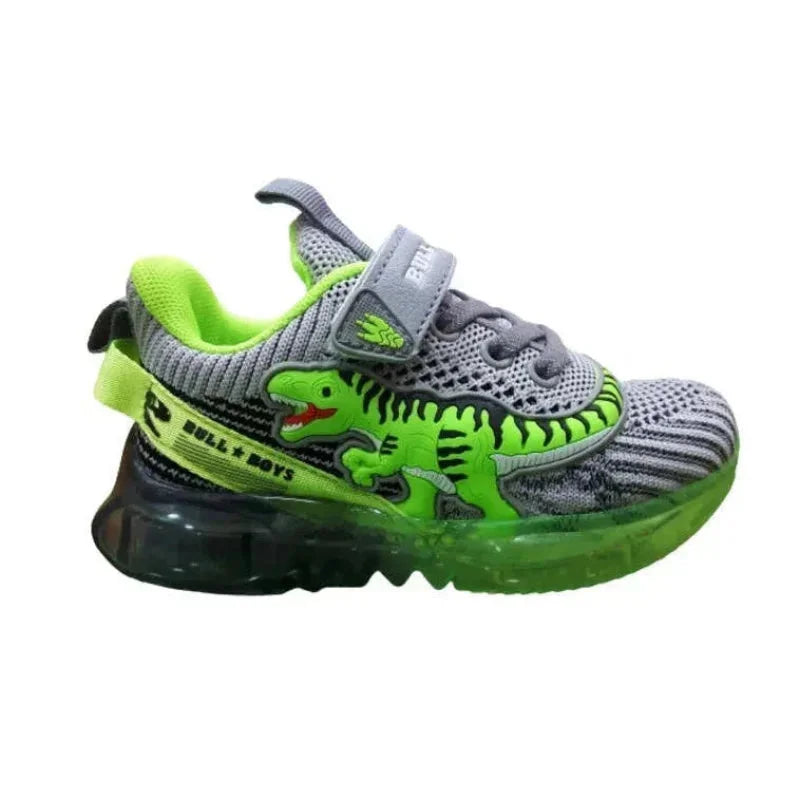 Bull Boys Bull Boys Παιδικά Ανατομικά Sneakers για Αγόρι με Δεινόσαυρους και Φωτάκια Γκρι Παπούτσι Αγόρι Φωτάκια / Shoes with Lights Boy Bull-Boys-SS22-BB2100-Grey-Poline-_-_-309