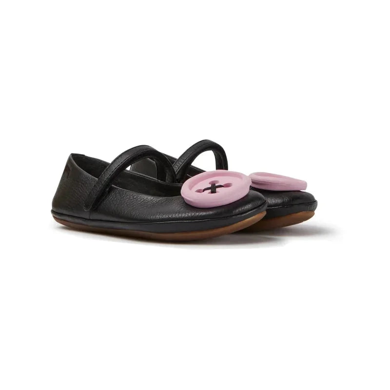 Camper Camper Δερμάτινες Παιδικές Ανατομικές Soft Μπαλαρίνες για Κορίτσια Μαύρες Μπαρέτα/ Ballerina / Flat Shoes Girl Camper-AW22-K800464-001-Black-Poline-_-_-777