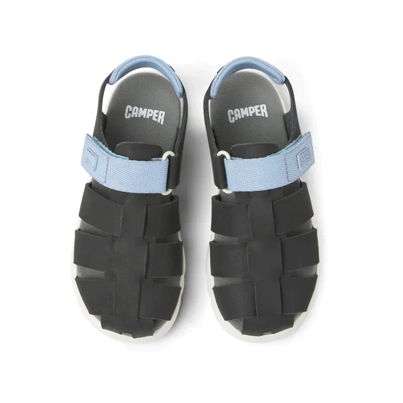 Camper Camper Παιδικά Δερμάτινα Παπουτσοπέδιλα Oruga Ανατομικά για Αγόρια Μαύρα Πέδιλο Αγόρι / Sandals Boy Camper-SS23-K800242-021-Black-Poline-_-_-47
