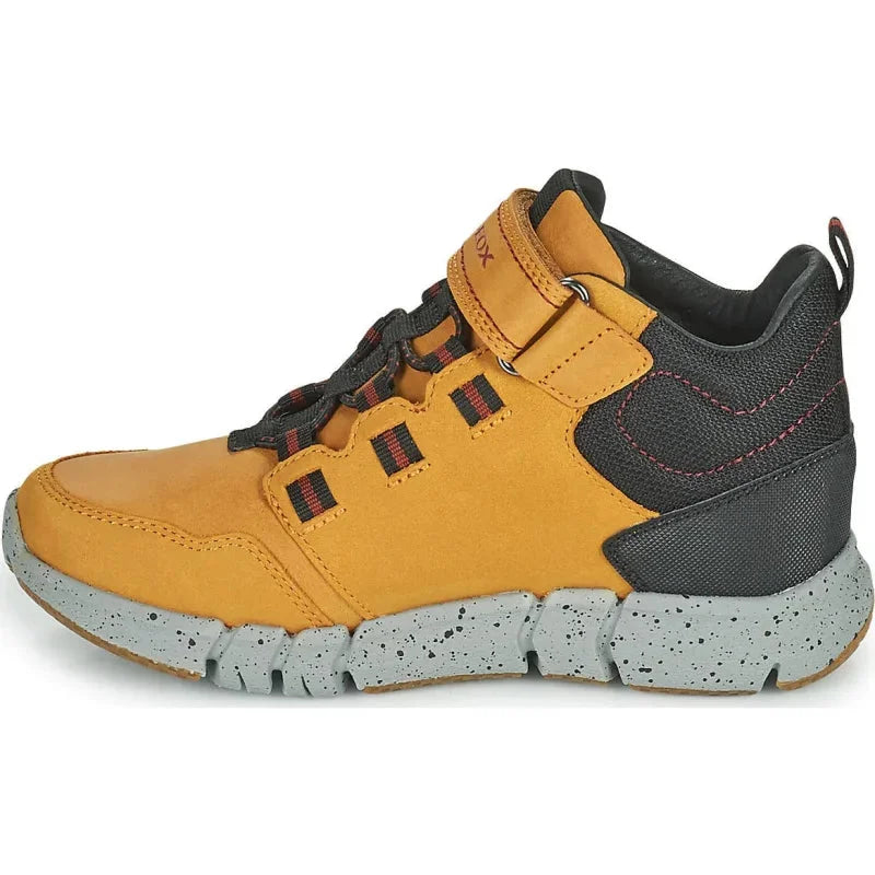 Geox Geox Παιδικά Sneakers High Flexyper ABX Ανατομικά με Σκρατς για Αγόρι Καφέ Μποτάκι Αγόρι / Boots Boys Geox-AW22-J949XA-032FU-C2G9B-Dk-Yellow-Black-Poline-_-_-4