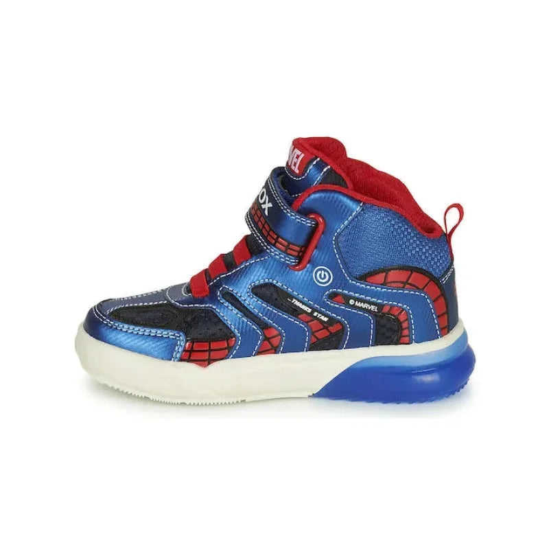 Geox Geox Spiderman Παιδικά Sneakers High Ανατομικά με Φωτάκια Μπλε Παπούτσι Αγόρι Φωτάκια / Shoes with Lights Boy Geox-AW23-J269YC-011CE-C4226-Navy-Poline-_-_-242