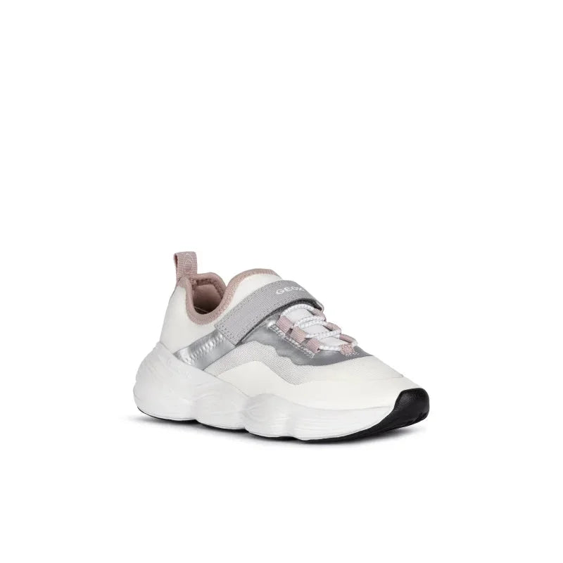 Geox Geox Παιδικά Sneakers Ανατομικά για Κορίτσι Λευκό Ασημί Sneaker Κορίτσι / Sneaker Girl Geox-J15CNA-01415-C0007-White-Silver-Poline-_-_-198