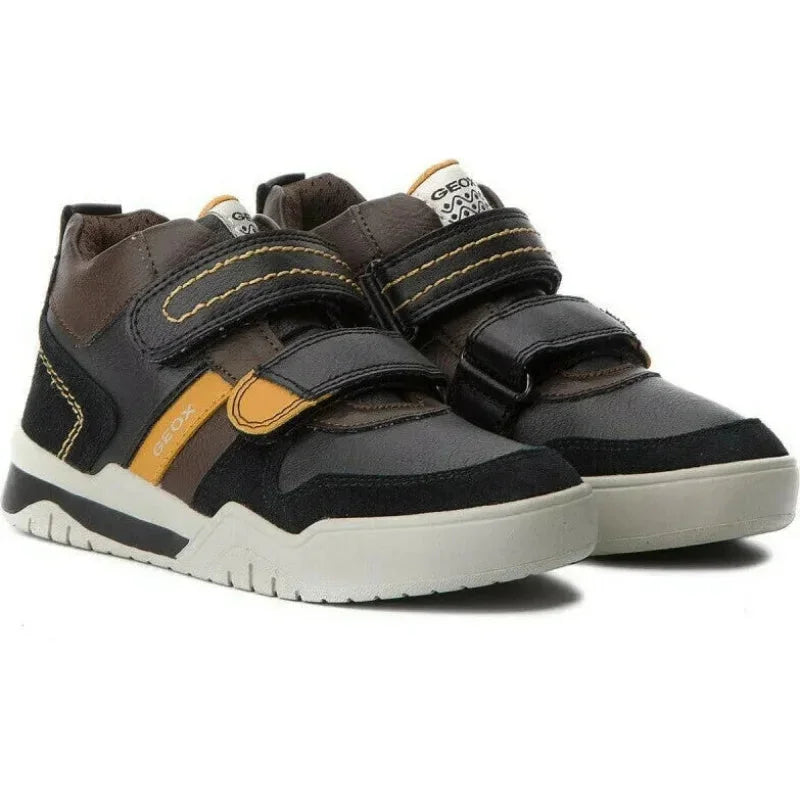 Geox Geox Παιδικά Sneakers High Ανατομικά με Σκρατς για Αγόρι Μαύρα Μποτάκι Αγόρι / Boots Boys Geox-J847RD-05422-C9241-D-Black-Dk-Yellow-Poline-_-_-457