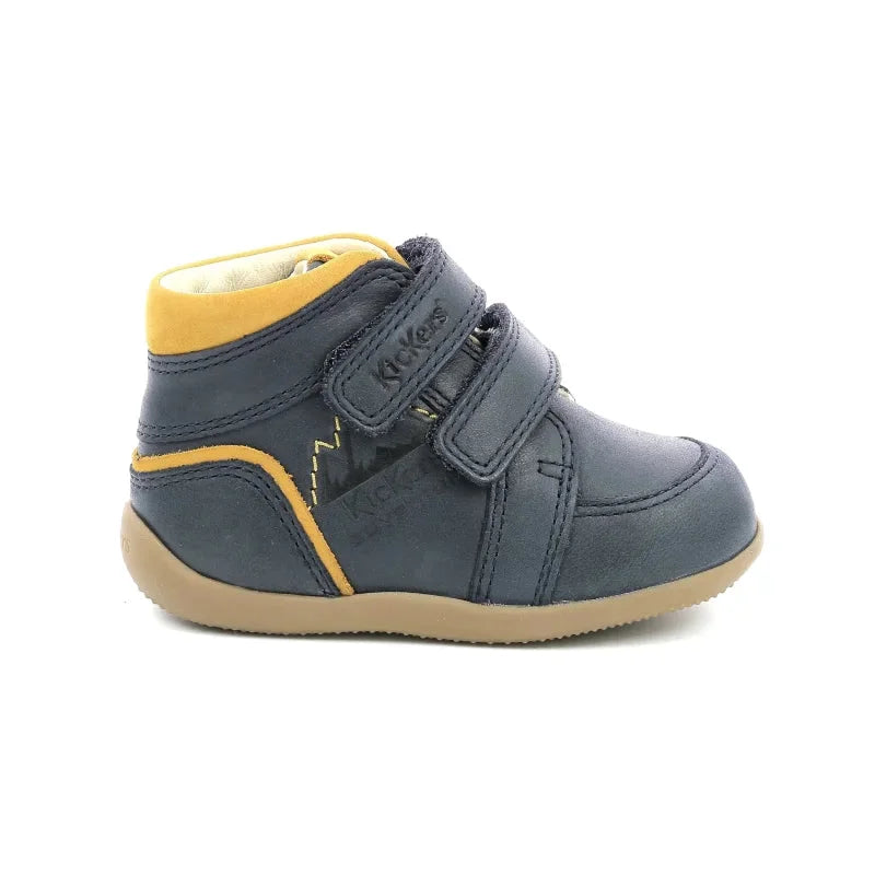 Kickers Kickers Bikro Mountain Ανατομικά Δερμάτινα Παιδικά Μποτάκια με Σκρατς Navy Μπλε Μποτάκι Αγόρι / Boots Boys Kickers-AW22-878630-10-10-Marine-Camel-Poline-_-_-373