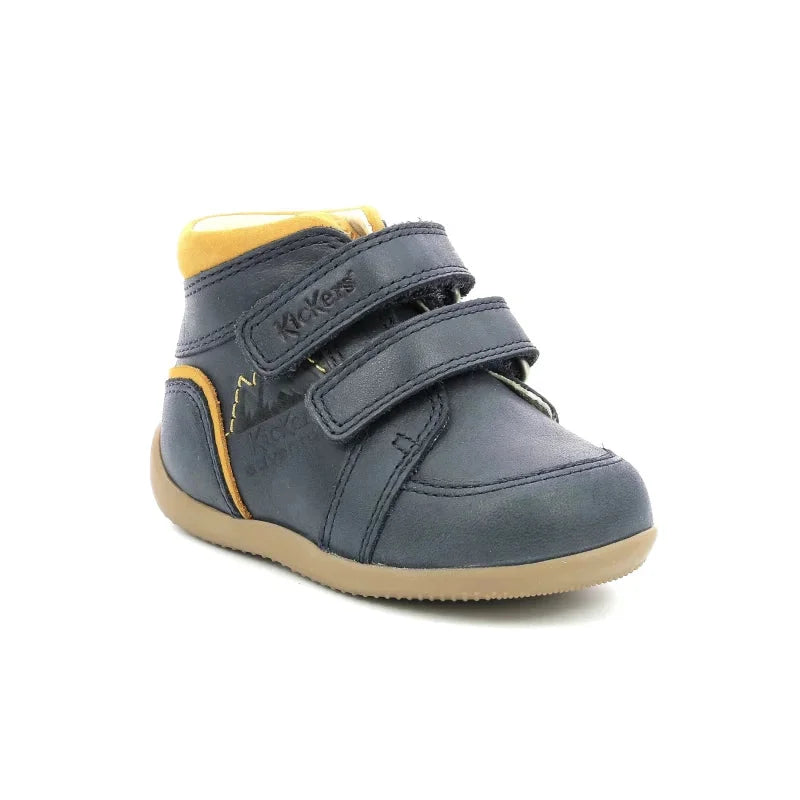 Kickers Kickers Bikro Mountain Ανατομικά Δερμάτινα Παιδικά Μποτάκια με Σκρατς Navy Μπλε Μποτάκι Αγόρι / Boots Boys Kickers-AW22-878630-10-10-Marine-Camel-Poline-_-_-668
