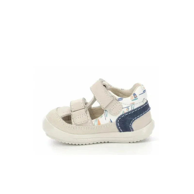 Kickers Kickers Παιδικά Ανατομικά Δερμάτινα Παπουτσοπέδιλα Λευκά Πέδιλο Αγόρι / Sandals Boy Kickers-SS22-692397-10-31-White-Poline-_-_-46