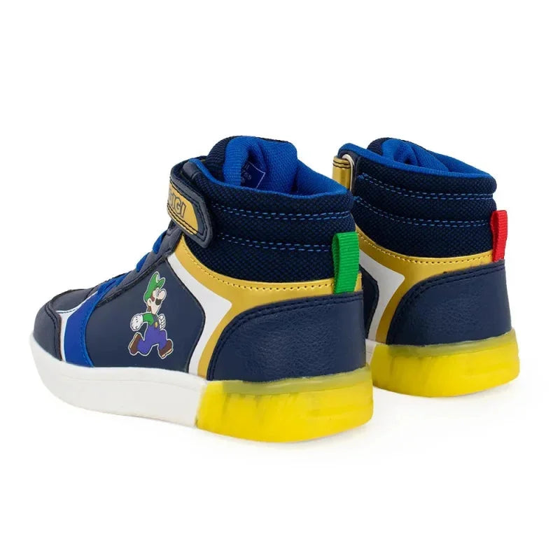 Leomil Super Mario Παιδικά Ανατομικά Sneakers High με Φωτάκια για Αγόρια - Μπλε Παπούτσι Αγόρι Φωτάκια / Shoes with Lights Boy Super-Mario-AW23-MB000755-Navy-Poline-_-_-43